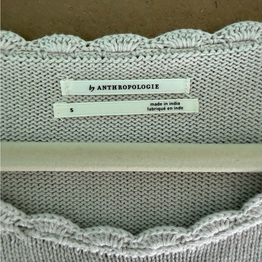 NWoT By Anthropologie Cutwork Puff-Sleeve Sweater women color pearl size Small - Picture 10 of 16